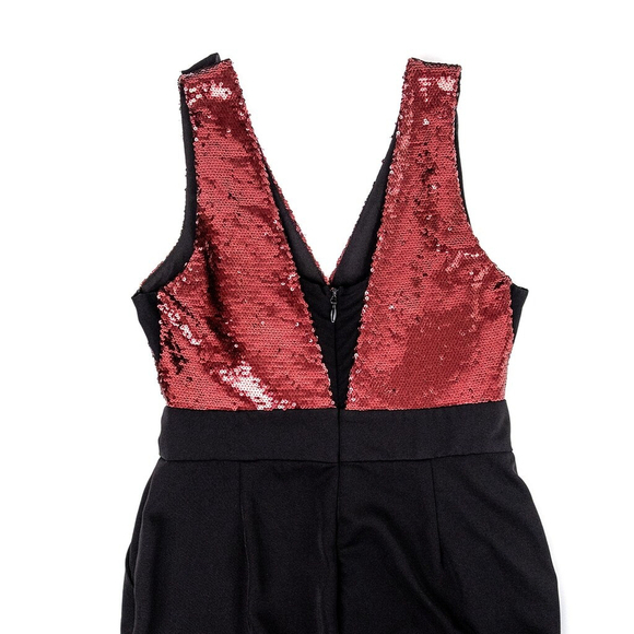 Harlyn Sequin Top Jumpsuit with Bows Women's Black and Red $182 - Size XS - Picture 11 of 14